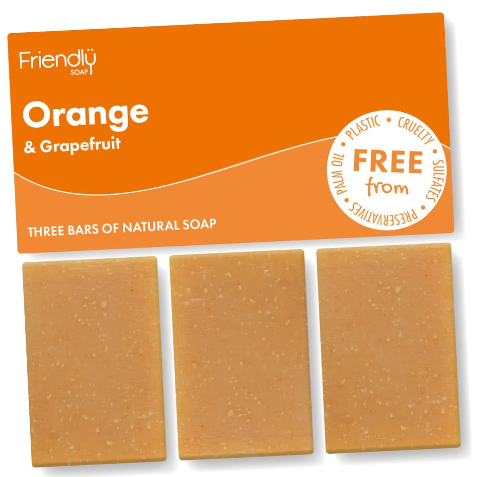 Friendly Soap - Natural Orange & Grapefruit Soap Bar - 3 Pack