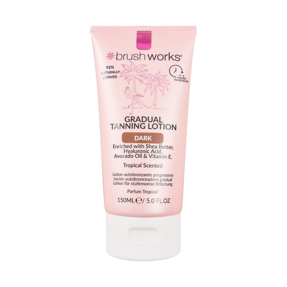 Brushworks Gradual Tanning Lotion Dark 150ml, Hydrating Vegan Formula | White | Dark | 150ml