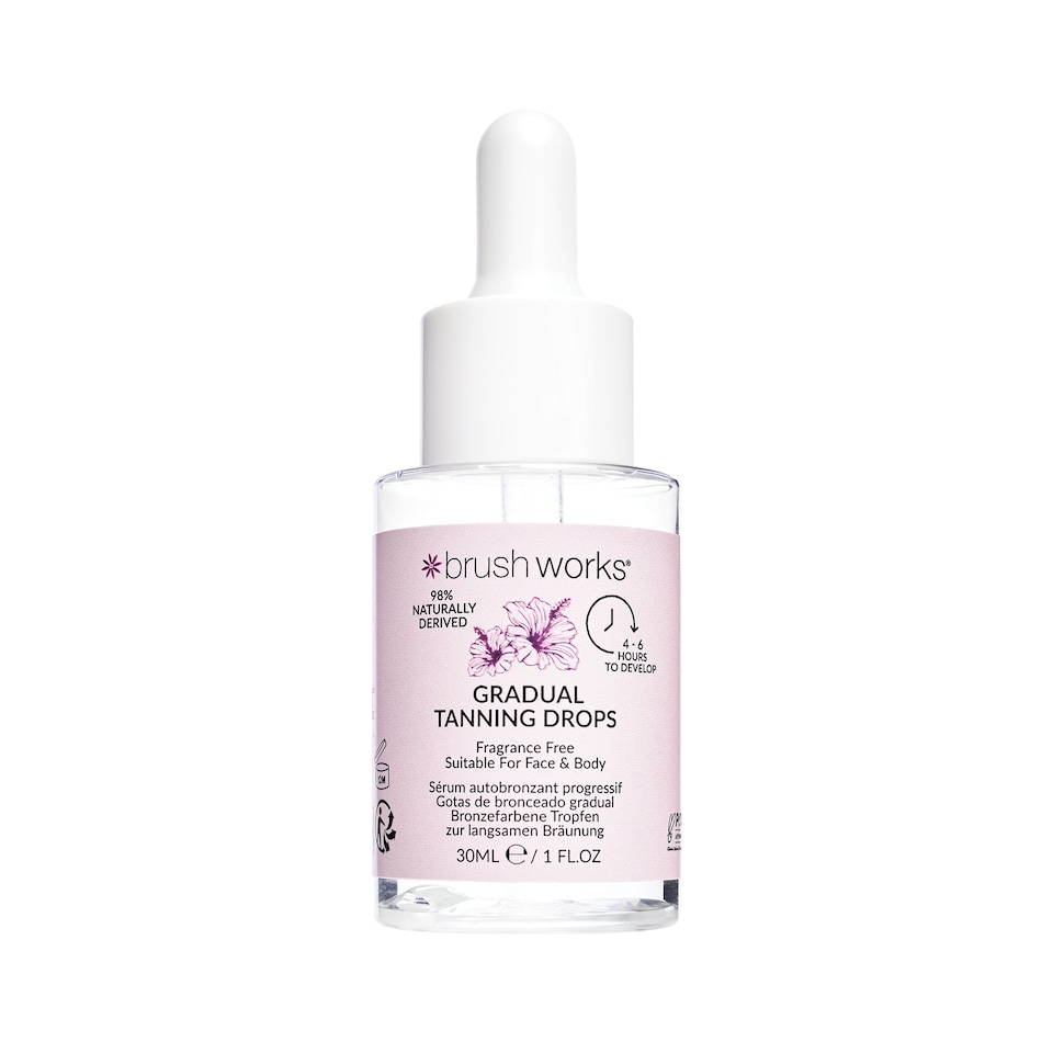 Brushworks Gradual Tanning Drops 30ml - Face & Body  & | Clear | 30ml