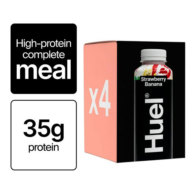 Huel Strawberry Banana High Protein Complete Meal, Black Edition 4 x 500ml