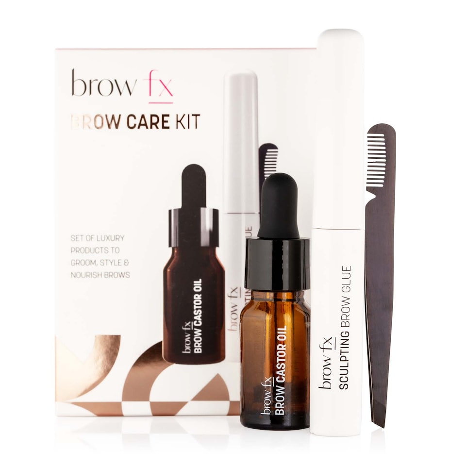 Brow FX Complete Brow Care Kit – Precision Tweezers, Sculpting Glue & Nourishing Castor Oil for Grooming, Styling & Healthy Brows