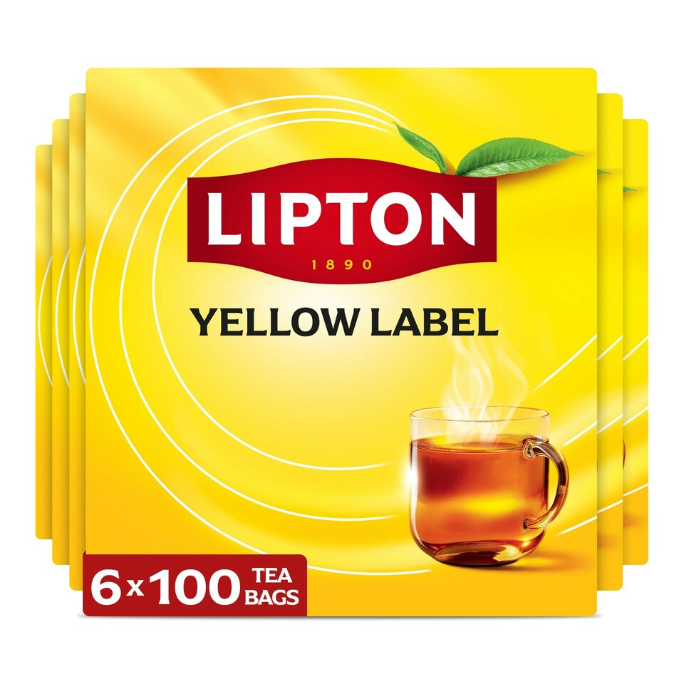Lipton Yellow Label Teabags, 100 Teabags (6 Pack) | Yellow