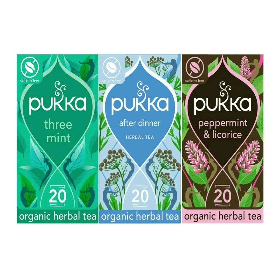 Pukka Herbs Organic Herbal Tea, Minty Refresh Bundle with Three Mint, After Dinner & Peppermint & Licorice, 3 Packs of 20 Teabags | Multi