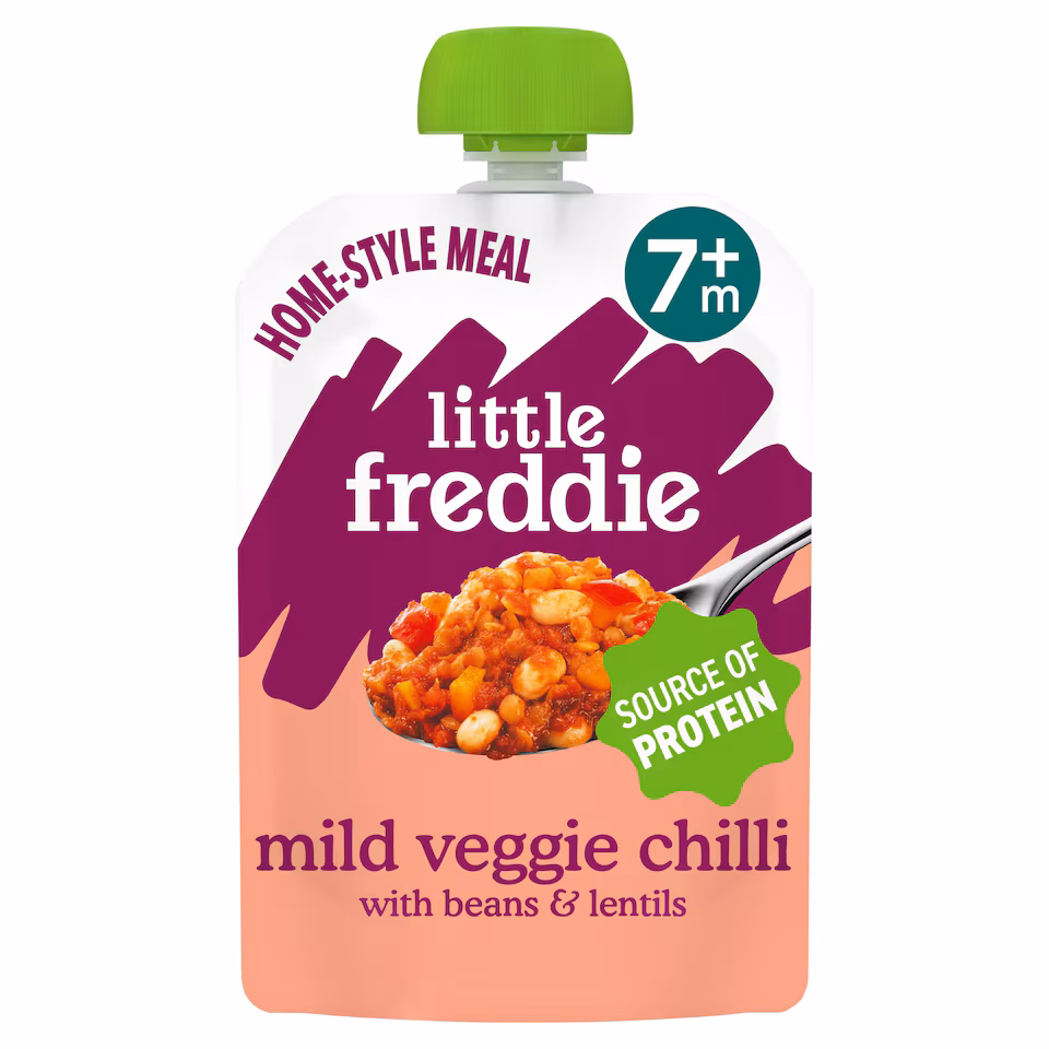 Little Freddie Organic Mild Veggie Chilli with Beans & Lentils Baby Food Pouch Single 7m+ 130g