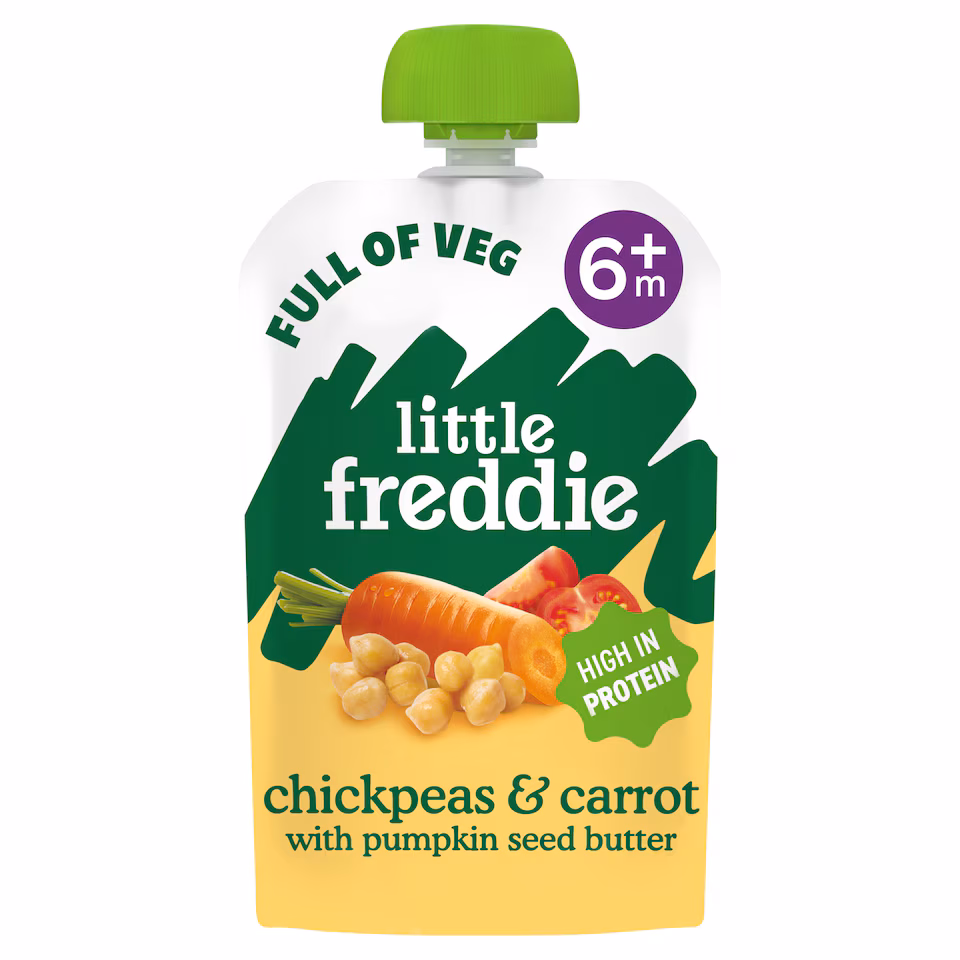 Little Freddie Organic Chickpeas & Carrots With Pumpkin Seed Butter Baby Food Pouch +6Months 100g