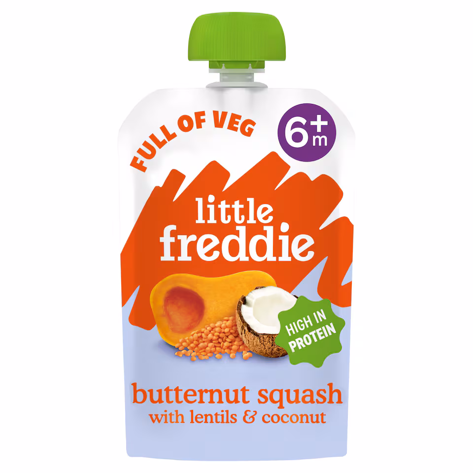 Little Freddie Organic Butternut Squash with Lentils & Coconut Baby Food Pouch +6Months 100g