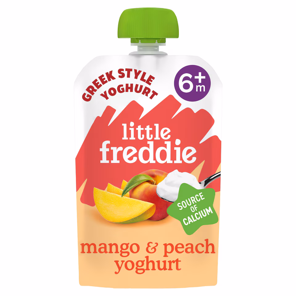 Little Freddie Organic Mango & Peach Greek Style Yoghurt Baby Food Pouch 6+ Months 100g