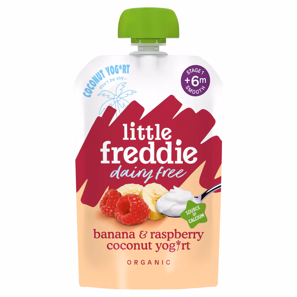 Little Freddie Organic Dairy Free Banana & Raspberry Yoghurt Baby Food Pouch 6+ Months