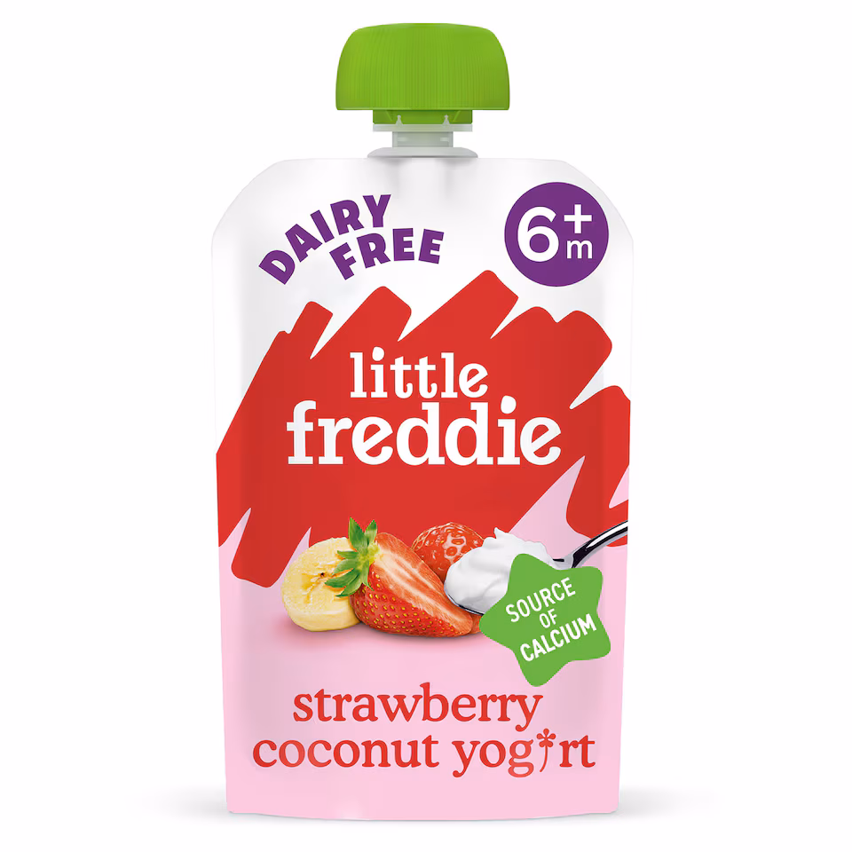 Little Freddie Organic Dairy Free Strawberry Yoghurt Baby Food Pouch 6+ Months 90g