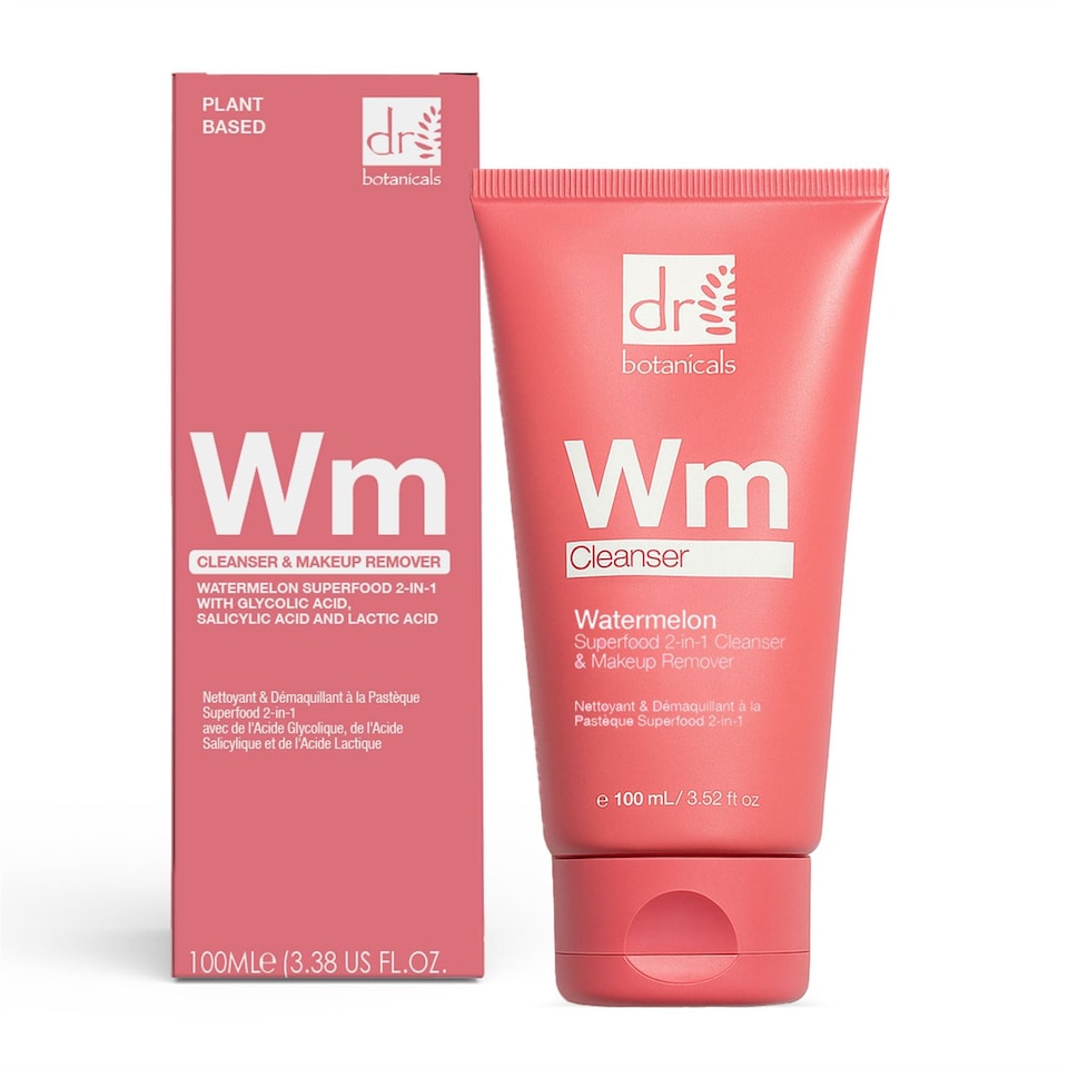 Dr. Botanicals Watermelon Superfood Anti-Ageing 2-in-1 Cleanser 100ml with Glycolic Acid, Salicylic Acid