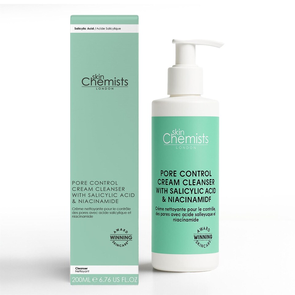 skinChemists Anti-Ageing Pore Control Cream Cleanser with Salicylic Acid & Niacinamide 200ml