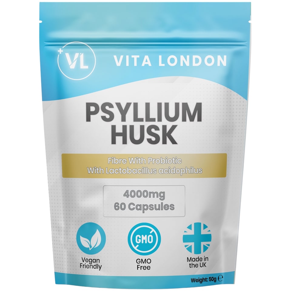Psyllium Husk Capsules - Fibre + Probiotic Acidophilus - 4000mg - 60 Capsules