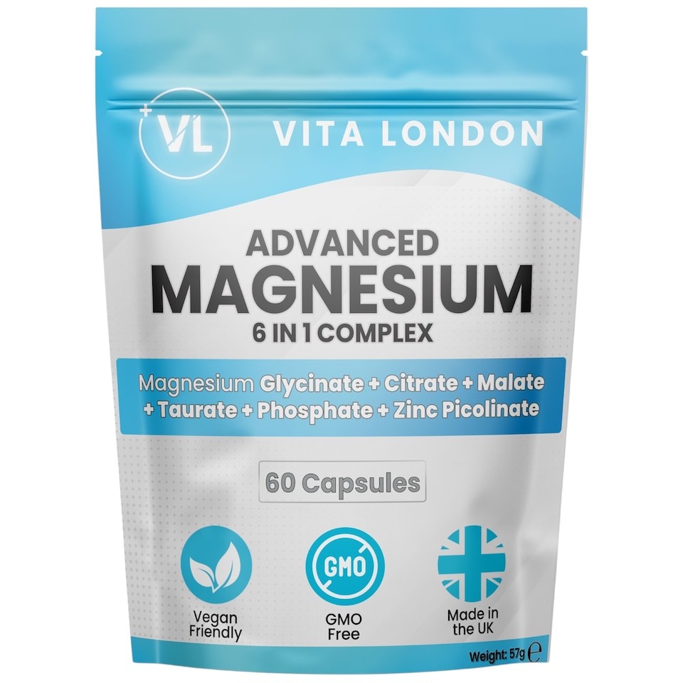 Advanced Magnesium 6 in 1 - With Glycinate, Bisglycinate, Citrate, Malate, Zinc - 1500mg - 60 Capsules