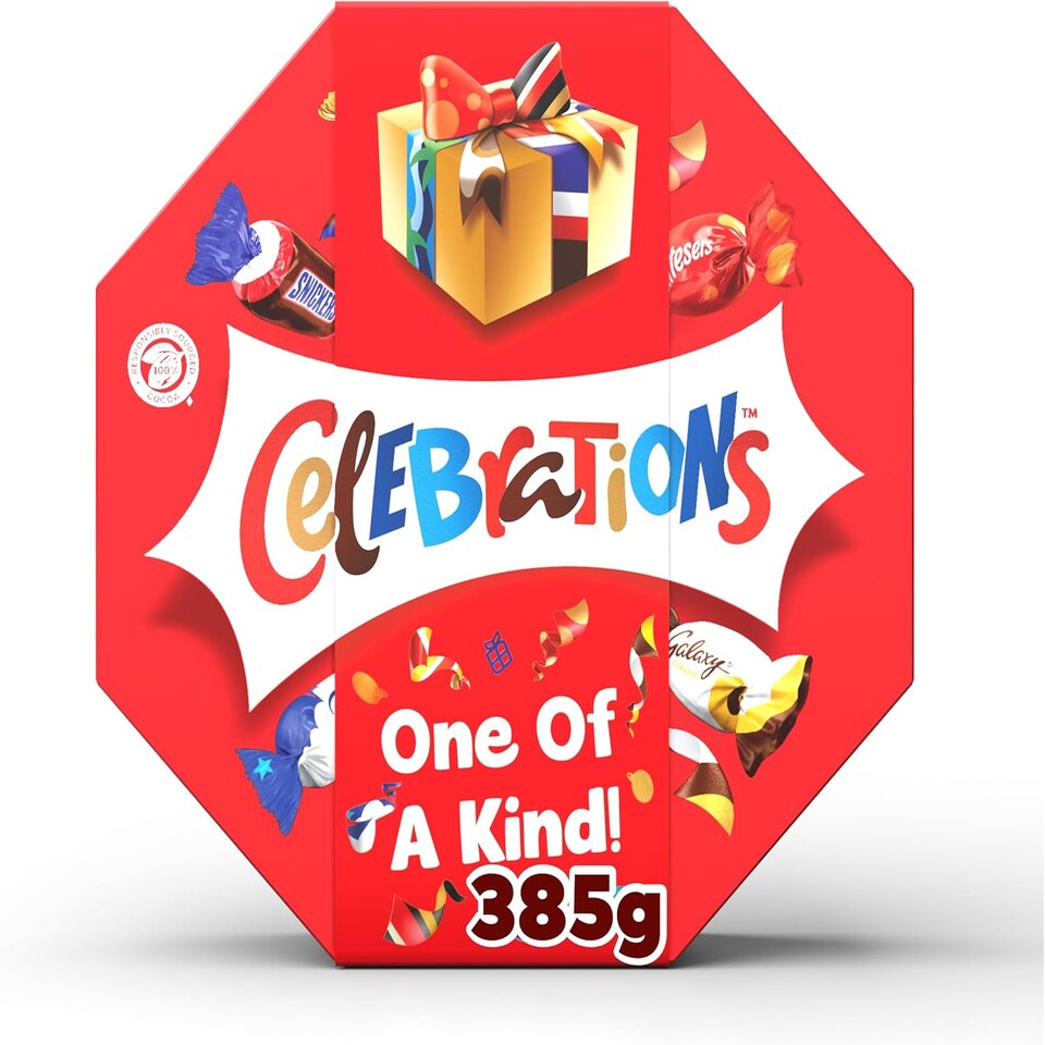 Celebrations Milk Personalised, 'One of a Kind' sleeved Chocolate Gift Box of Mini Chocolates & Biscuit Bars Centerpiece 385g