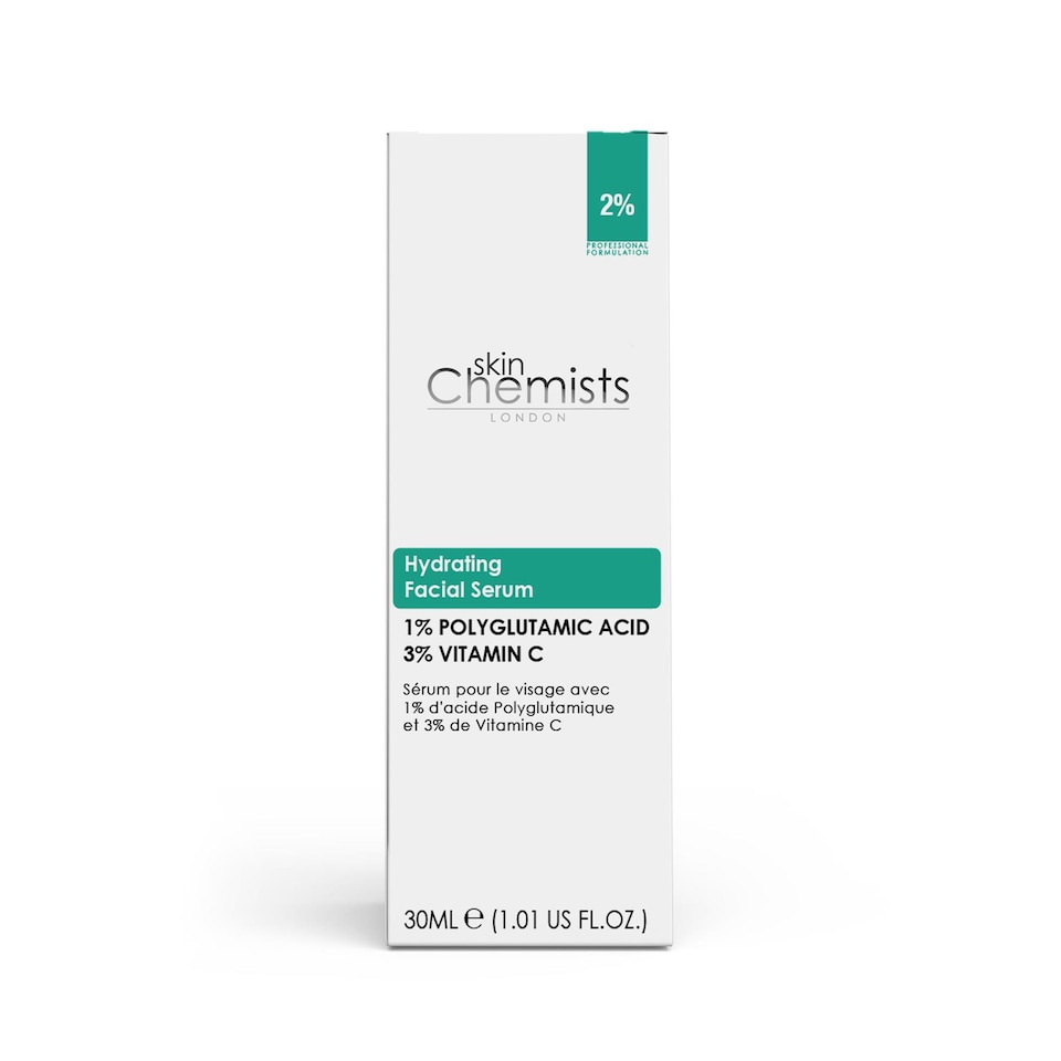 skinChemists Hydrating Polyglutamic Acid 1%, Vitamin C 3% Facial Serum 30ml