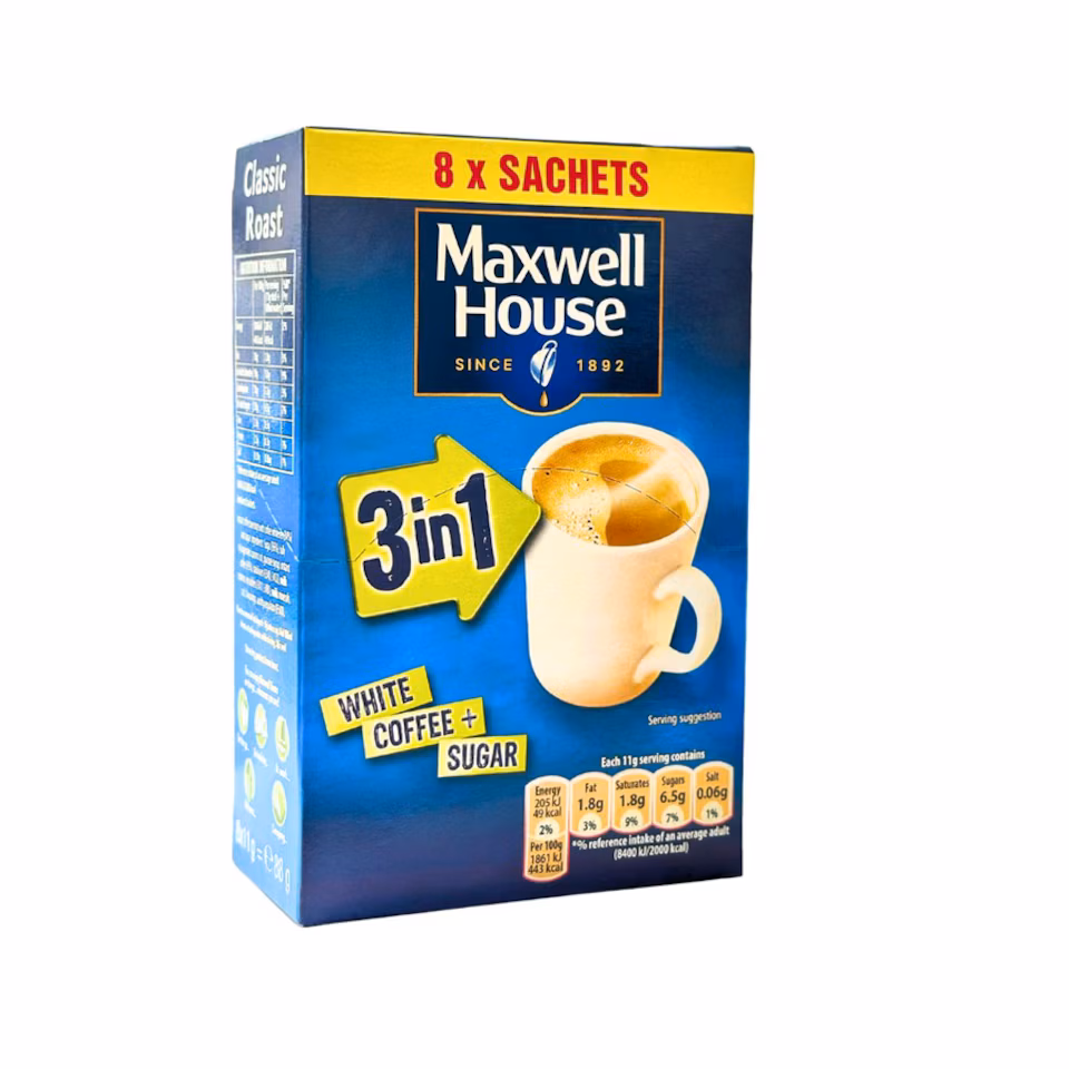 Maxwell House Instant 3 in 1 Sugar Coffee | Blue | 6