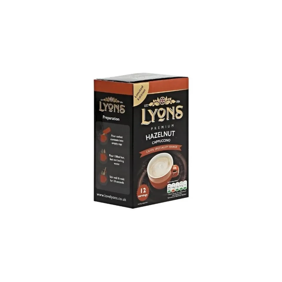Lyons Premium Instant Hazelnut Cappuccino Coffee 12 Sachets 15g | Brown | 3