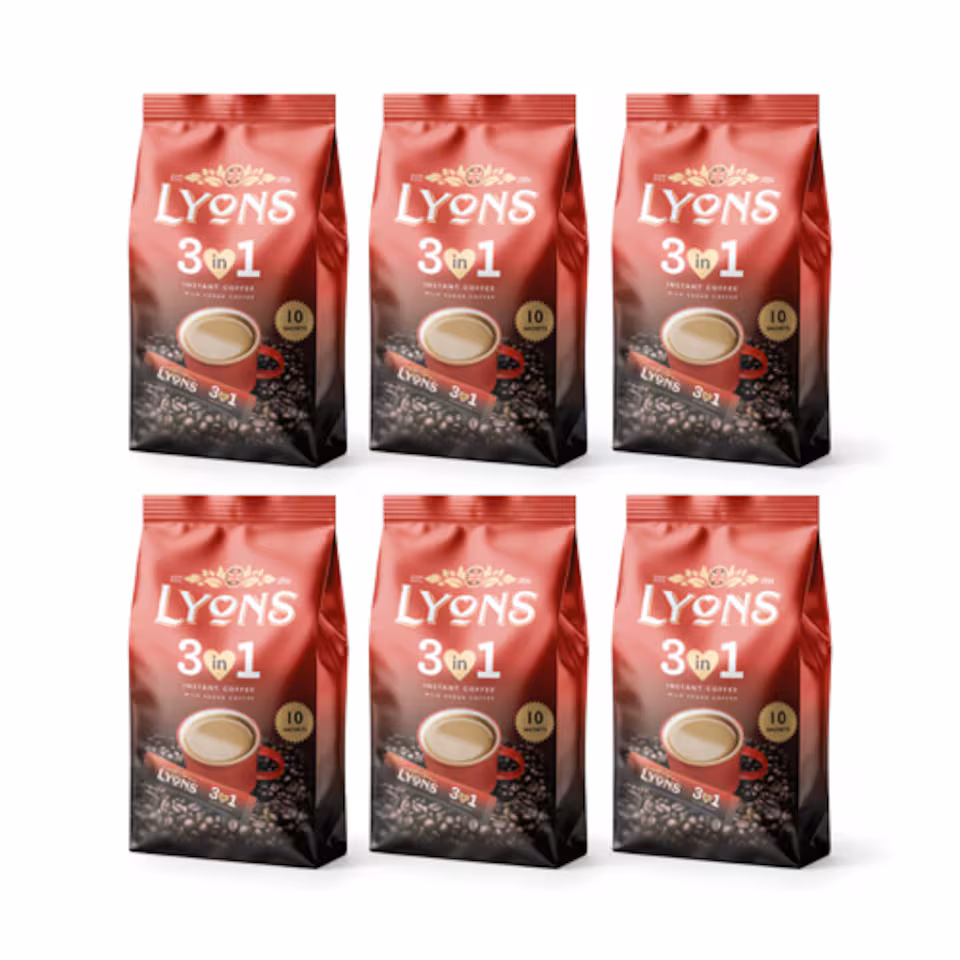 Lyons Instant Coffee 3 in 1 10 Sachets 18g | Red | Instant Coffee | 6