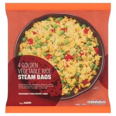 ASDA Golden Vegetable Rice Steam Bags 4 x 150g (600g)