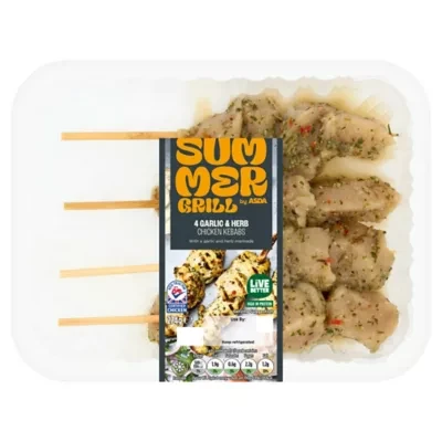 Summer Grill by ASDA Garlic & Herb Chicken Kebabs 280g