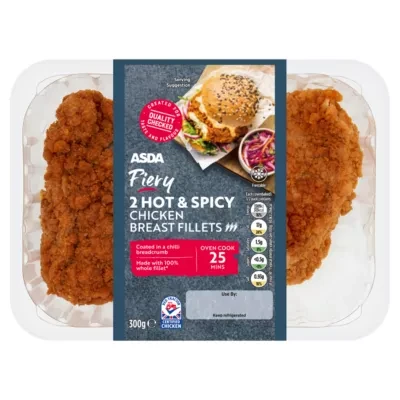 ASDA ASDA 2 Fiery Hot & Spicy Chicken Breast Fillets 300g
