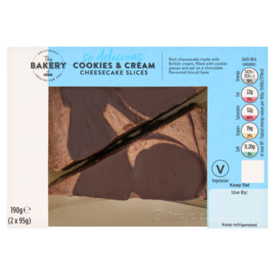 The Bakery at ASDA Cookies & Cream Cheesecake Slices 190g (2 x 95g)