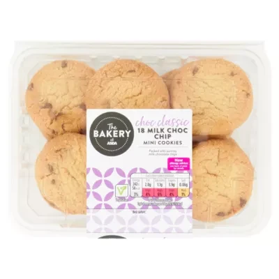 The BAKERY at ASDA The Bakery 18 Milk Choc Chip Mini Cookies 171g