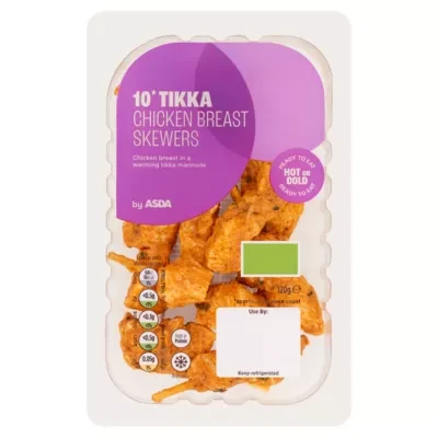 ASDA 10 Tikka Chicken Breast Skewers 120g