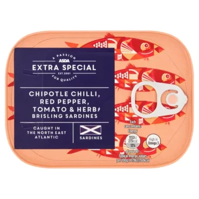 ASDA Extra Special Extra Special Chipotle Chilli, Red Pepper, Tomato & Herb Brisling Sardines 105g