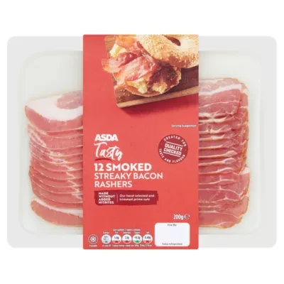 ASDA 12 Tasty Smoked Streaky Bacon Rashers 200g