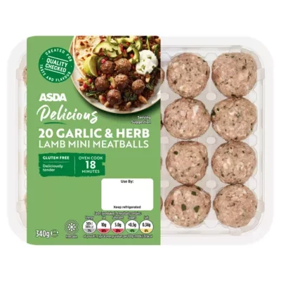 ASDA 20 Delicious Garlic & Herb Lamb Mini Meatballs 340g