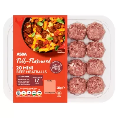 ASDA Full-Flavoured 20 Mini Beef Meatballs 340g