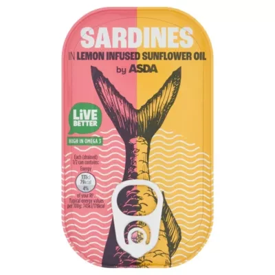 ASDA ASDA SARDINES IN LEMON INFUSED SUNFLOWER OIL 120g
