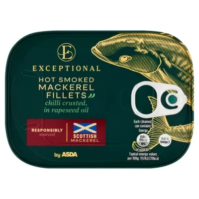 Exceptional by ASDA Exceptional by  Hot Smoked Mackerel Fillets Chilli Crusted, in Rapeseed Oil 110g