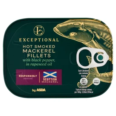 Exceptional by ASDA Exceptional by  Hot Smoked Mackerel Fillets with Black Pepper, in Rapeseed Oil 110g