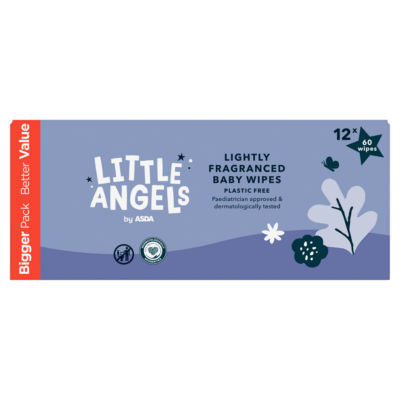 ASDA Little Angels Little Angels by  Plastic Free Lightly Fragranced Baby Wipes 12 x 60