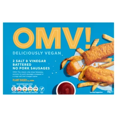 OMV! Deliciously Vegan Omv! 2 Salt & Vinegar Battered No Pork Sausages 170g
