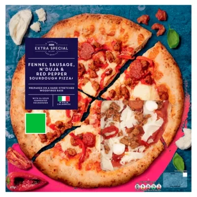 ASDA Extra Special Extra Special Fennel Sausage, N'duja & Red Pepper Sourdough Pizza 477g