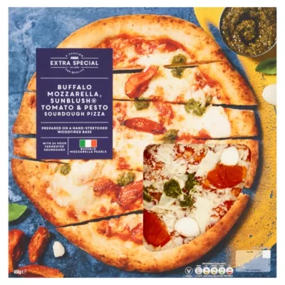 ASDA Extra Special Extra Special Buffalo Mozzarella, Sunblush Tomato & Pesto Sourdough Pizza 458g