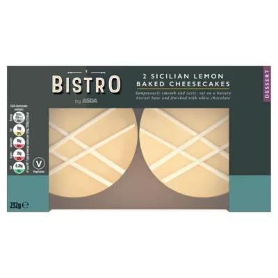 Bistro by ASDA Bistro 2 Sicilian Lemon Baked Cheese Cakes 232g