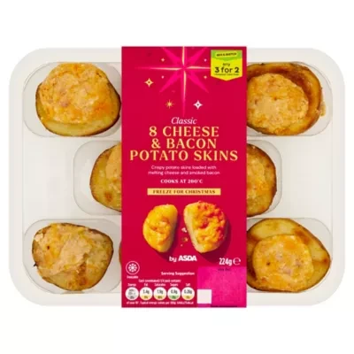 ASDA 8 Classic Cheese & Bacon Potato Skins 224g