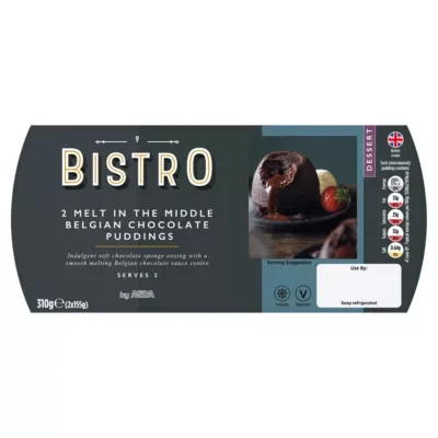 Bistro by ASDA 2 Melt in the Middle Belgian Chocolate Puddings 310g (2 x 155g)