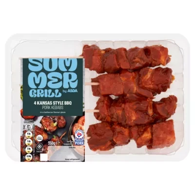 Summer Grill by ASDA 4 Kansas Style BBQ Pork Kebabs 350g