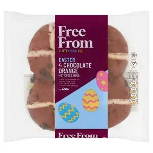 Free From by ASDA Easter 4 Chocolate Orange Hot Cross Buns 260g