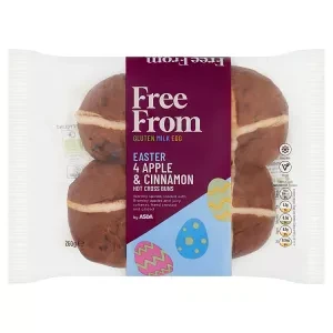 Free From by ASDA Easter 4 Apple & Cinnamon Hot Cross Buns 260g