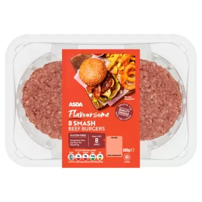 ASDA 8 Flavoursome Smash Beef Burgers 680g