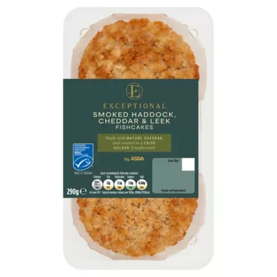Exceptional by ASDA Exceptional by ASDA Smoked Haddock, Cheddar & Leek Fishcakes 290g