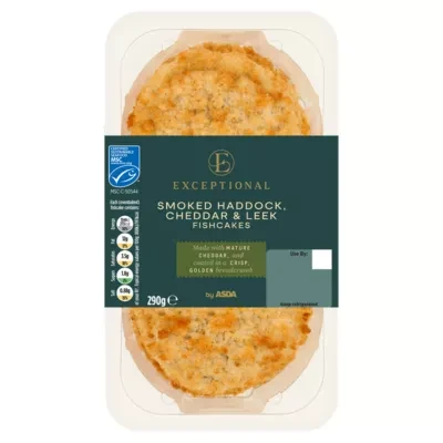 Exceptional by ASDA Exceptional by  Smoked Haddock, Cheddar & Leek Fishcakes 290g