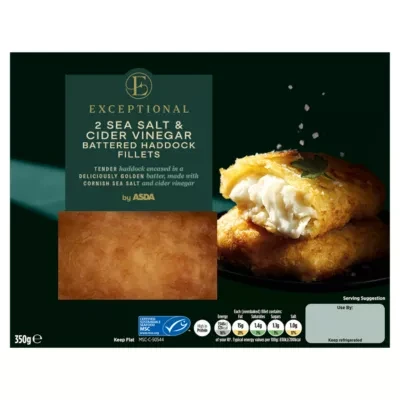Exceptional by ASDA 2 Sea Salt & Cider Vinegar Battered Haddock Fillets 350g