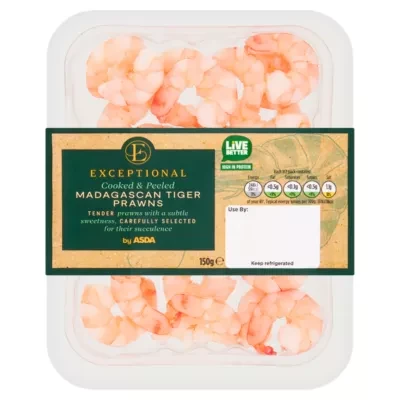 Exceptional by ASDA Cooked & Peeled Madagascan Tiger Prawns 150g